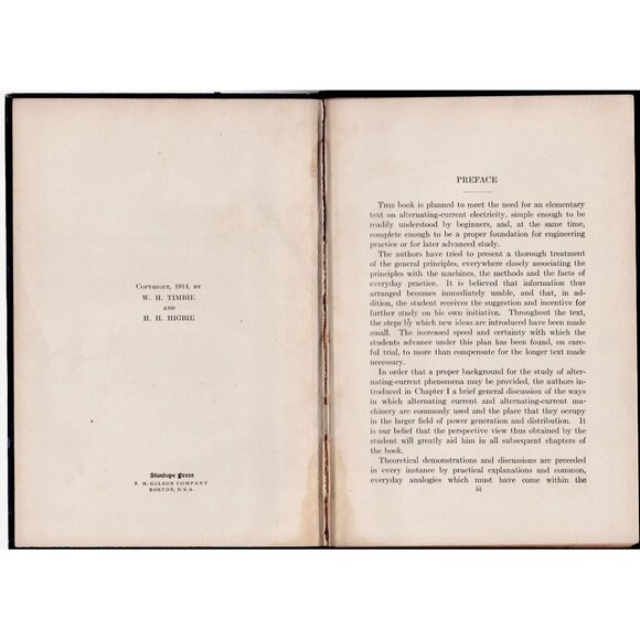 1914 Alternating-Current Electricity Timbie & Higbie Wiley First Edition Tech Se - Picture 3 of 5